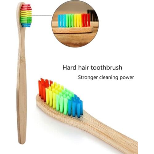 10pcs Natural Bamboo Rainbow Eco Friendly Toothbrush Medium Bristles Biodegradable Oral Adults Care Toothbrushes