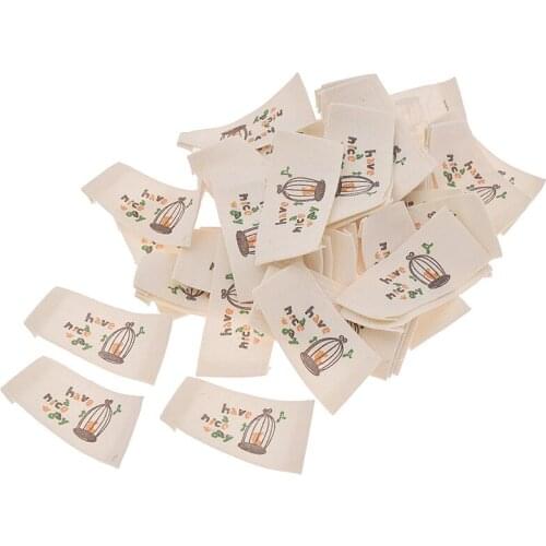 50PCS/lot Lovely Pattern Washable Cloth Woven Children Clothing Labels DIY Handmade Quilting Tags Decoration Materials