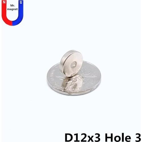 500pcs 12x3 hole 3MM Ring Round Countersunk Neodymium Magnets With Hole NEW 12*3-3 12mm x 3mm magnet 12x3 strong magnet