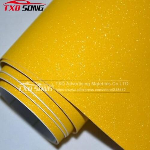 Car Styling Glitter Diamond Vinyl Films Wrap Matte yellow Sanding Car Sticker Auto Decoration Motorcycle Decal