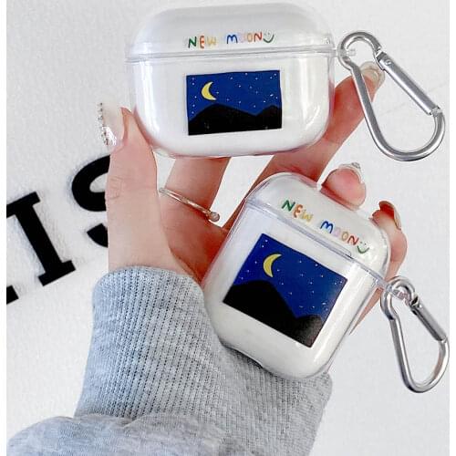 Sun Moon Lovers Earphone Case for AirPods 2 Pro Case Cute Clear Soft Headset Accessories Protective Cover for AirPod 3 Air Pods