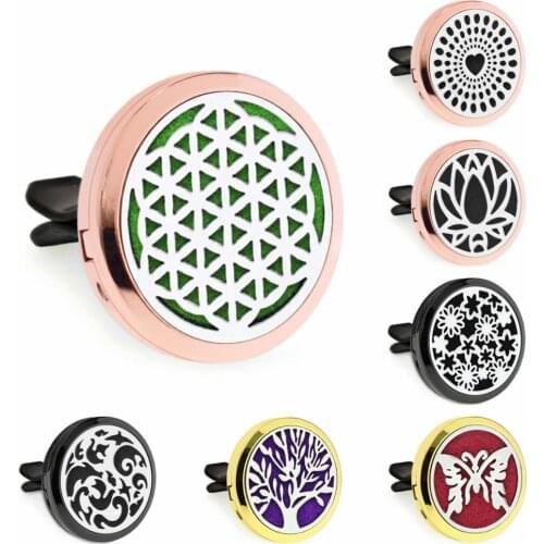 Flower of life colorful 30mm Essential Oil Car Vent Clips Perfume Locket Car Diffuser Locket Free 10Pads