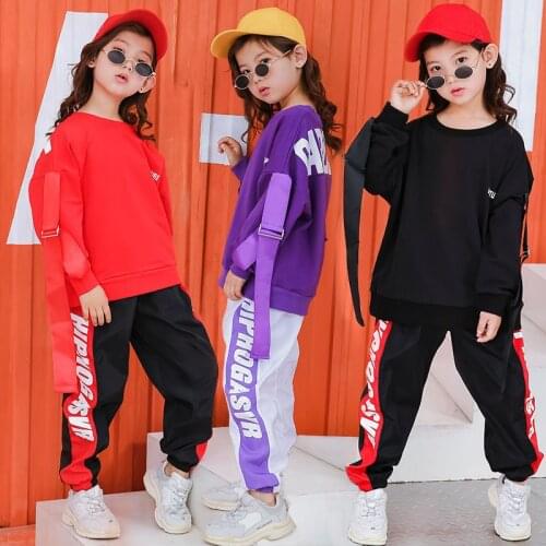 Kids Hip Hop Clothing Casual Tops Shirt Sweatshirt Dancing Jogger Pants for Girls Boys Jazz Dance Costume Ballroom Dance Clothes