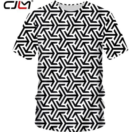 CJLM 3D Print Tshirt Summer Fashion Black White Graphics T Shirts Men Casual Short Sleeve Hip Hop Streetwear Oversized Shirt