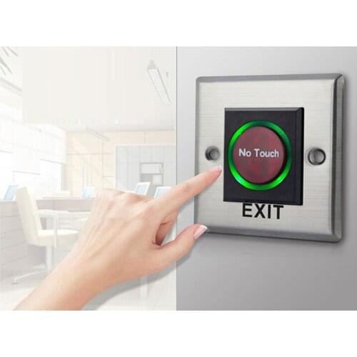 Infrared exit button With blue back lights Palm sensing 86X86mm NO touch panel up to 12cm sensing distance NO/NC/COM output