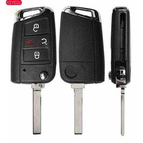 KEYECU Flip Keyless Remote Key Shell Case 4 Button MQB for Volkswagen Atlas 2018 2019 2020 NBGFS12A01 5G6 959 752AC HU162 Blade