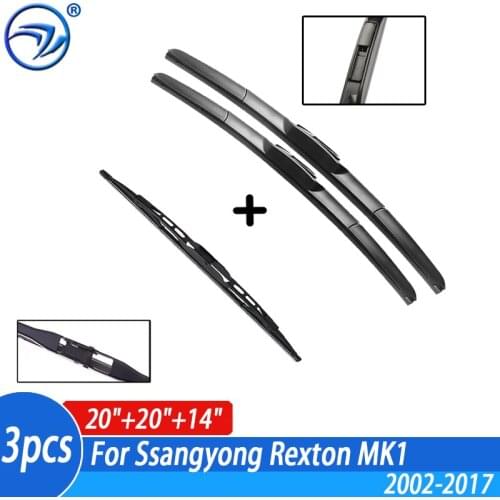 Wiper Front & Rear Wiper Blades Set Kit For Ssangyong Rexton MK1 2002-2017 2016 Windshield Windscreen 20"20"14" PRICE:US $11.99