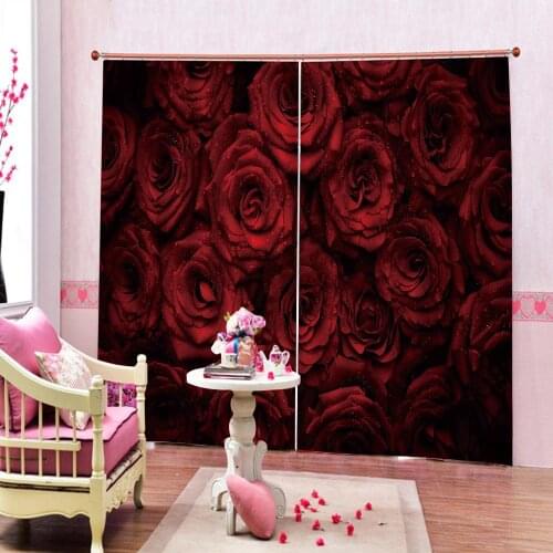 Red rose curtains 3D Blackout Curtains For Living room Bedding room Drapes Cotinas para sala wedding curtains