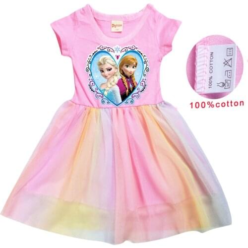 Girls Princess Summer Dresses Frozen Elsa Anna Toddler Cospaly Dress Kids Tutu Birthday Party Clothes for Children Ball Gown