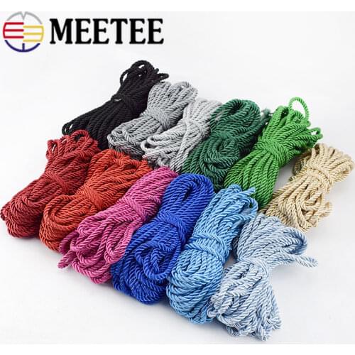 Meetee 10M 5mm 3 Shares Twisted Cotton Nylon Cords Colorful DIY Craft Braided Decoration Rope Drawstring Belt Accessories AP477
