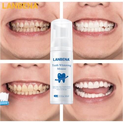 LANBENA Teeth Whitening Mousse Tooth Whitening Dental Tool Cleaning White Teeth Oral Hygiene Toothpaste Bleaching Remove Stains