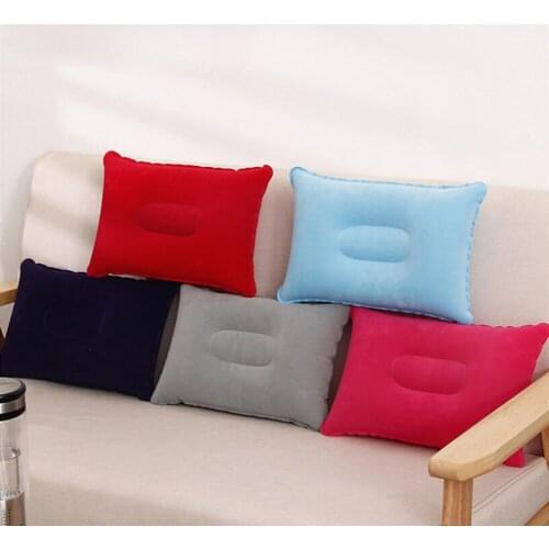 Inflatable PVC And Nylon Pillow Soft Air Blow up Sleep Cushion Camping Tour Kissen Camping Angeln Backpacking Travel Air Cushion