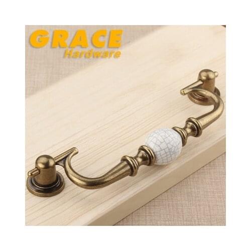 New Crack Ceramic Garden Antique Bronze Furniture Knobs Drawer Cabinet Handle(C.C:160mm L:185mm)