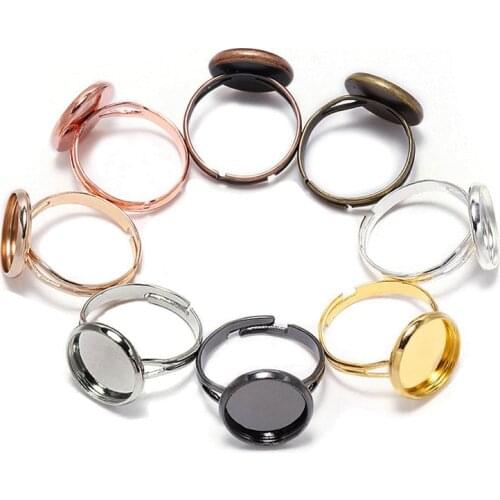 10pcs/set Adjustable Blank Ring Base Fit Dia 10 12 14 16 18 mm Glass Cabochons Cameo Settings Tray Diy Jewelry Making Ring new