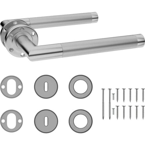 Hardware Door Handle Set for Bedroom Livingroom with Bb Deadlock Stainless Steel House Interior Door Handles Lever Lock Silver