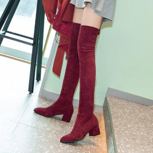 Thigh High Boots Women 2020 Winter Fashion Boots New Over Knee Boots Women Shoes Sexy High Heels Boots Red Warm Fur Black Boots