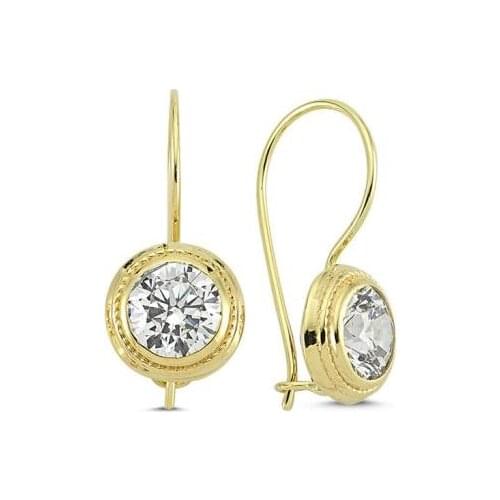 Gold Solitaire Earrings TTGKPATT102-Certified 14K Gold-A perfect gift for your Loved Ones-Ephesus Gold & Diamond