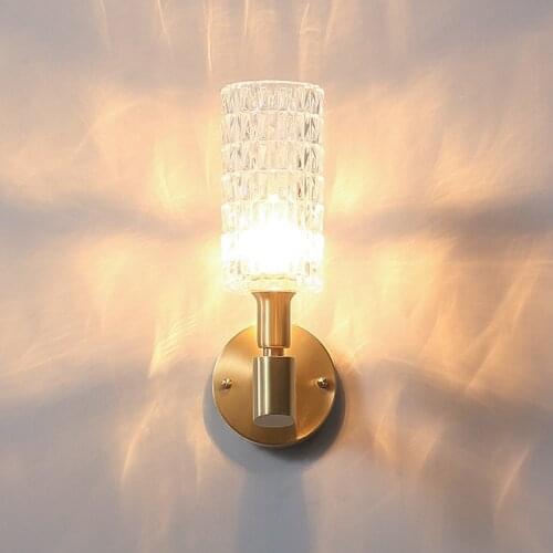 Modern Copper Bedroom Bedside Wall Lamps Led Bulb Gold Body Foyer Wall Lights Aisle Balcony Wall Sconce Loft Deco Luminaire