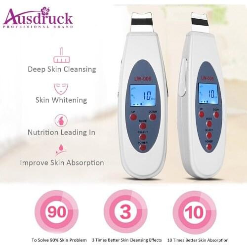 LCD Ultrasonic Peeling Cleanser Acne Removal Pore Peeling Tone lift Vibration Massage Dead Skin Removal Galvanic Facial Spa