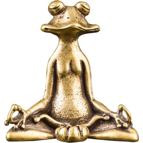 Vintage Brass Sitting Zen Frog Statue Sculpture Incense Holder Desk Ornament Home Office Desktop Craft Decoration