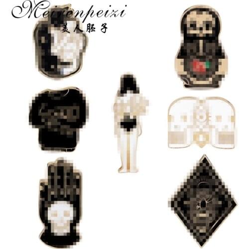 Vintage Jewelry Evil Hard Enamel Pins Punk Skeleton Skull Palm Totem Introvert Loner Brooch Lapel Pin Button Clothes Bag Badges