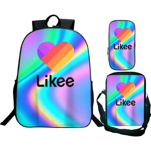 High Quality Likee Backpack For Teens Schoolbags Girls Boys Book Knapsack LIKEE Video App BookBag 3 Pcs/Set Waterproof Backpacks