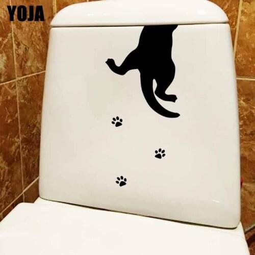 YOJA 11.5X24.8CM Funny Quote Cat Bedroom Kitchen Home Art Wall Stickers Toilet Seat Decal T5-0035