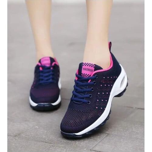 Women Shoes Air Cushion Sports Shoes Large Size Running Shoes Breathable Mesh Hollow Vulcanized Shoes Zapatos De Mujer 2021