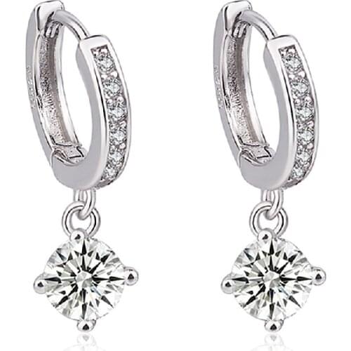 Elegant Women Earrings 925 Silver Jewelry Accessories with Zircon Gemstone Fashion Drop Earrings for Wedding Party Promise Gifts