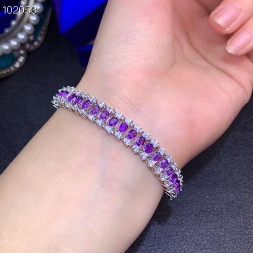Luxury purple Amethyst gemstone bracelet for women jewelry real 925 silver natural gem good color summer necessary gift