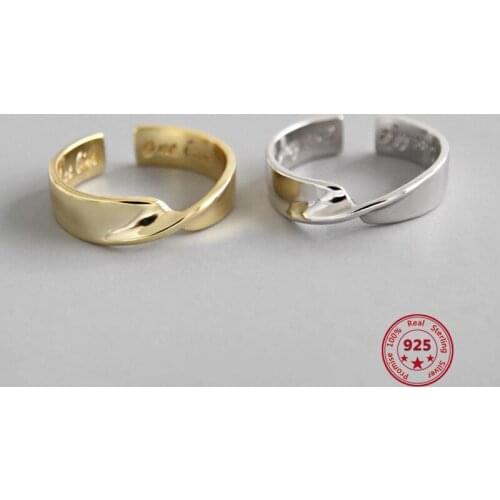 S925 Sterling Silver Ring 2020 New Mobius Twine Type Personality Fashion Joker Trend Simple Style Open Mouth Suitable For Women