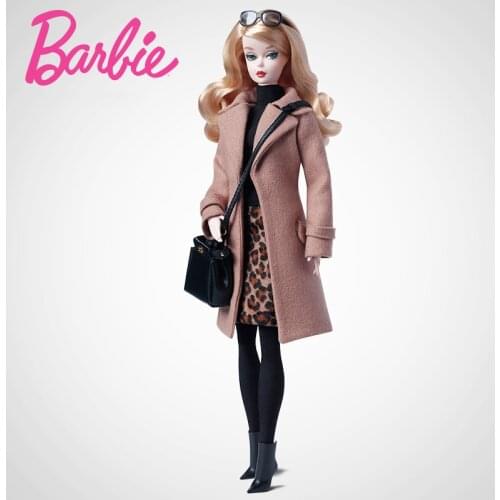 Gold Label Limited Collection Supermodel Barbie Doll French Style ST silkstone Camel Coat Dressing Dolls Girl Gift DGW54