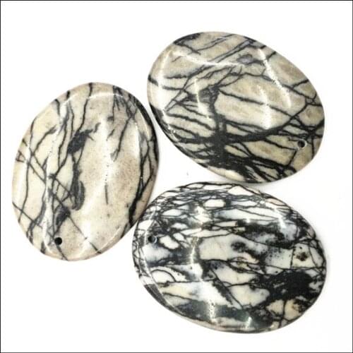 3pcs nature chinese blackline network stone pendants semi precious stone for necklace pendants natural pendants free shipping