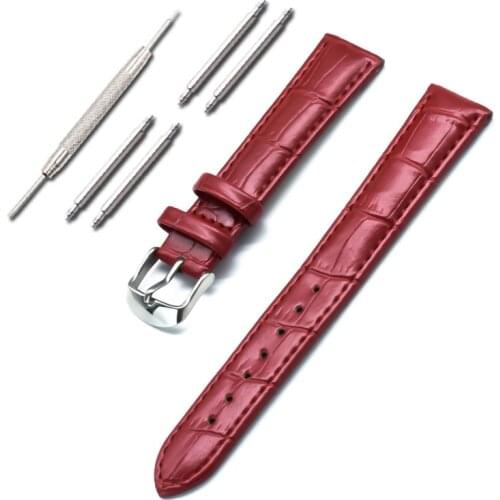 6 Colors Authentic Leather Watch Strap With Spring Bar Genuine Leathers True Skin For Watchband Bracelet DIY Craft Accessories