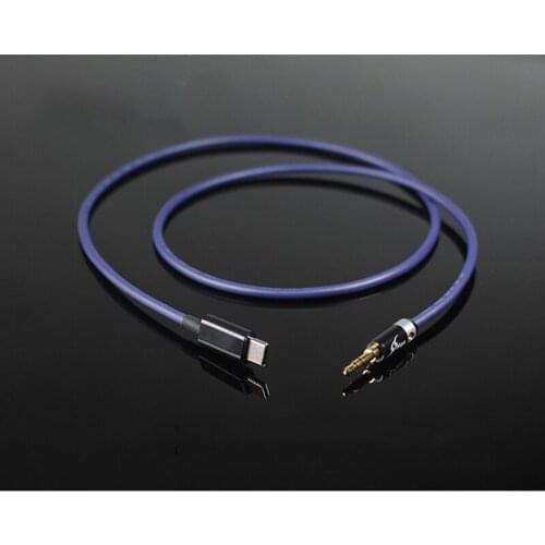 6N OCC Silver-plated aux audio cable Typec to 3.5 audio decoder HiFi Headphones Amp T0079