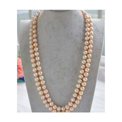 Free shipping 9-10mm round south sea pink pearl necklace