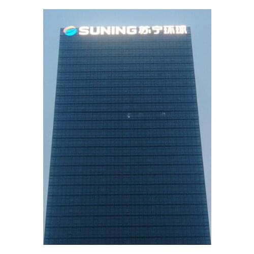 Large Front Lit channel letter 3D LED Acrylic Face Lit Stainless Steel Sign for Skyscraper High-Rise