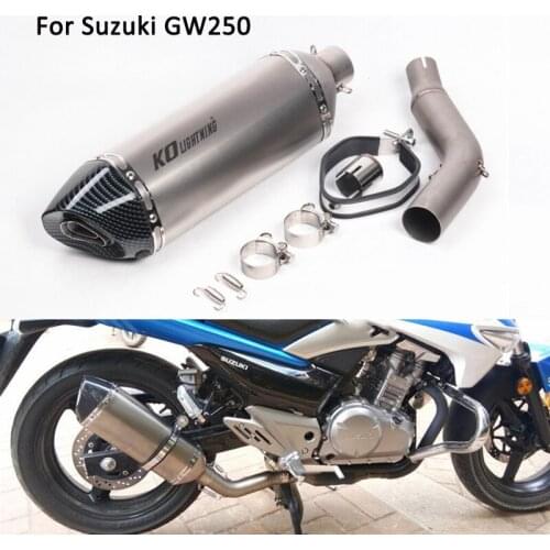 For Suzuki GW250 Motorcycle Mid Link Pipe Connecting Section Slip On 470mm Exhaust Silencer Muffler Tips Modified
