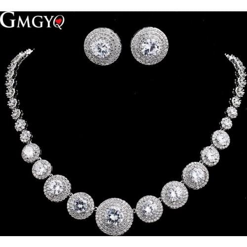 GMGYQ Zircons Beautiful Micro Inlay Small cz Stone Around Round Zirconia For Women Wedding Jewelry Sets For Brides