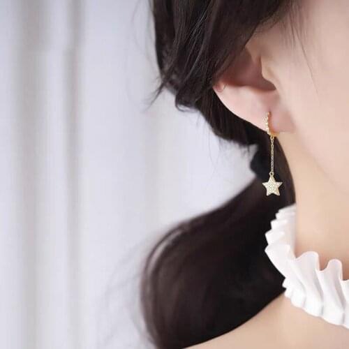 Prevent Allergy Dainty Hoop Earrings Zircon Star Water Drop Asymmetric Earrings For Women