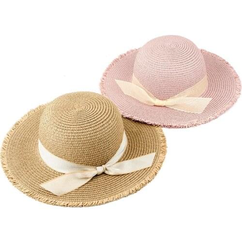Jovivi Women Beach Sun Hats Wide Brim Bowknot Straw Hat Floppy Foldable Cap Summer UV Protection Hats Girls Seaside Vacation Hat