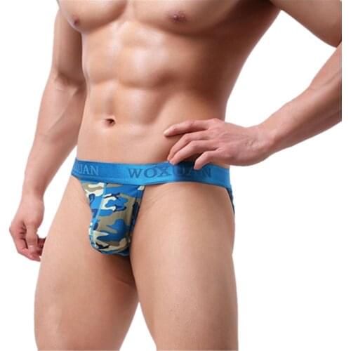 WOXUAN Brand New Man Sexy Camouflage Bulge Pouch High Fork Briefs Underwear Gay Male Seamless Nylon Bikinis Panties