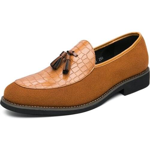 Retro Mens Loafers Imitation Leather Casual Shoes Tassel Decoration Faux Sude Moccasin Spring Autumn Plus Size 47 Male Flats
