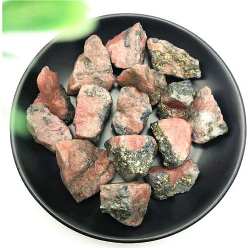100g 20-50mm Natural Pink Rhodochrosite and Pyrite Symbiotic Crystals Mineral Specimen Natural Stones and Minerals