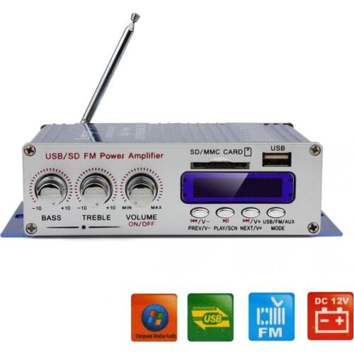 New HY-400 12V Car Digital Display Power Amplifier Support USB / SD Card Input with Remote Control