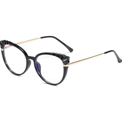 New Fashion Brand anti blue light glasses women transparent glasses computer eyeglasses cat eye Wave pattern glasses frame