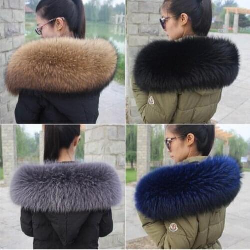 Autumn and winter womens big genuine raccoon fur scarf thermal warm bigger genuine fur collar hooded scarf collar TB029