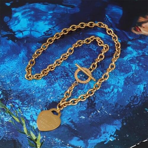 Women’s Stainless Steel Necklaces Forever Love Heart Pendant Necklace Thick Chain Necklaces For Women Design Necklaces Jewelry