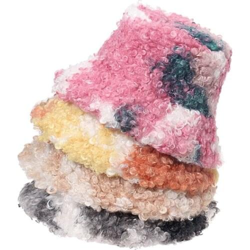 HanXi Dyed Wool Circle Bucket Hat Winter Women Outdoor Warm Fishing Hunting Cap Men Basin Chapeau Performance Props Cap