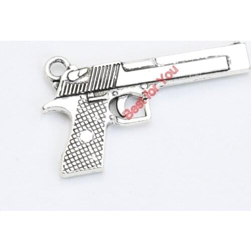 Gun Charms Antique Silver Plated Pendant Bracelets Necklace Jewelry Making Accessories DIY 35x20mm
